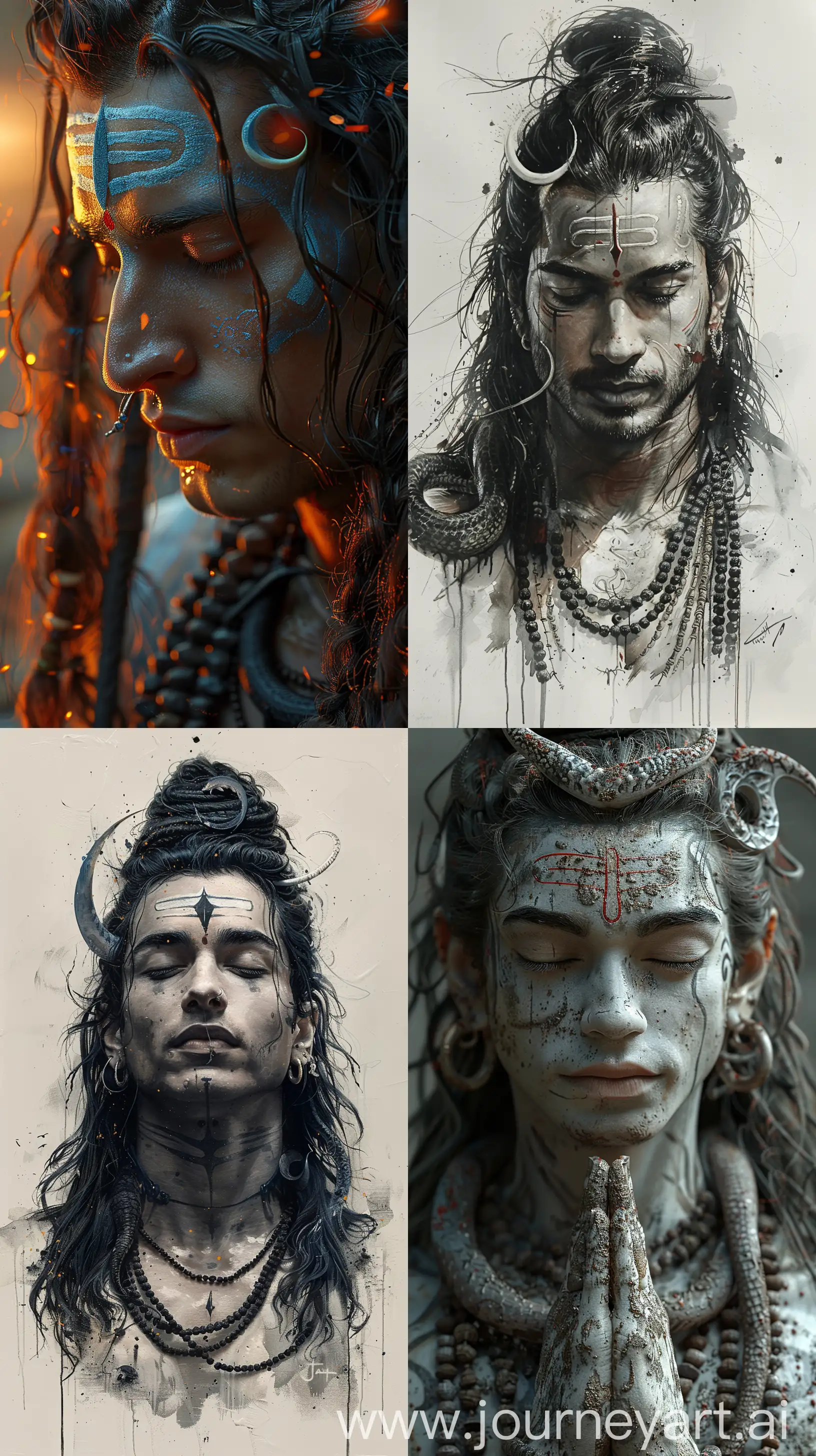 Lord-Shiva-Hindu-God-with-Serpent-Crescent-Moon-and-Rudraksha-Mala
