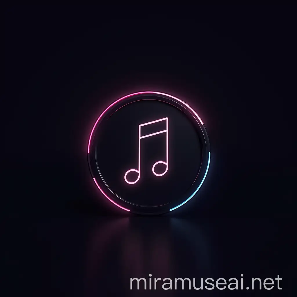 Minimalist Black Coin Featuring Music Symbol on Neon Background