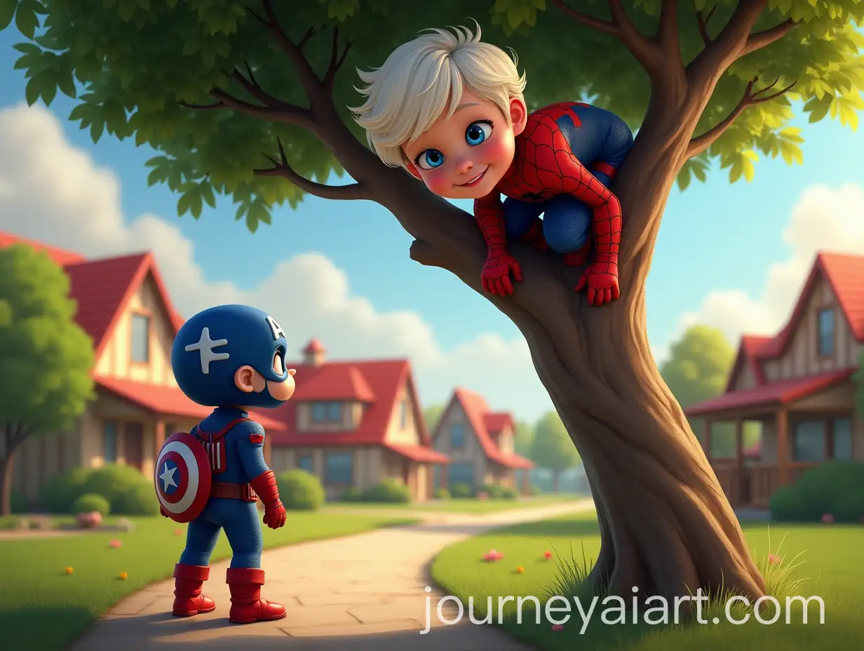 Playful-Child-in-SpiderMan-Costume-andAI-Art-Prompt-Expansion-Superhero-Scene-in-Suburban-Setting