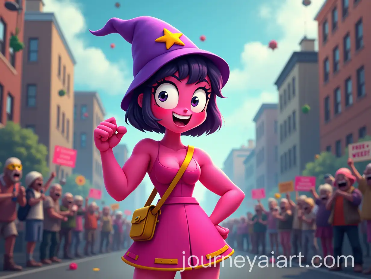 Pink-Humanoid-Wizard-in-Chaotic-Zombie-Apocalypse-and-Marijuana-Protest