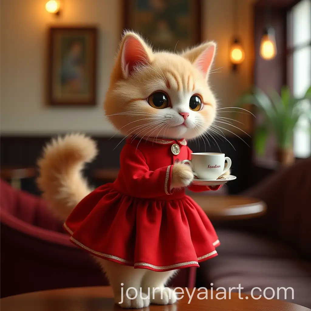 Ragdoll-Cat-in-Red-Dress-Enjoying-a-Warm-Caf-Setting