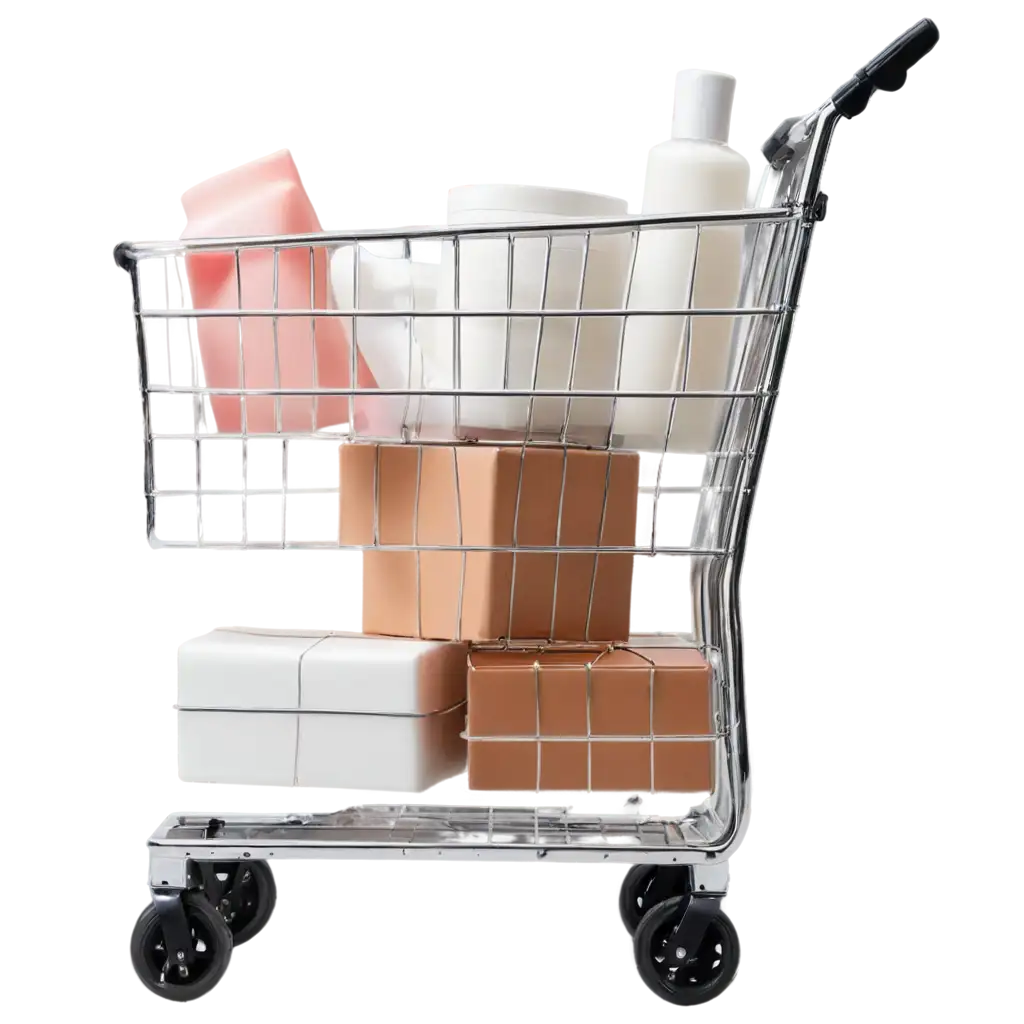 Korean skincare products being put in a shopping cart