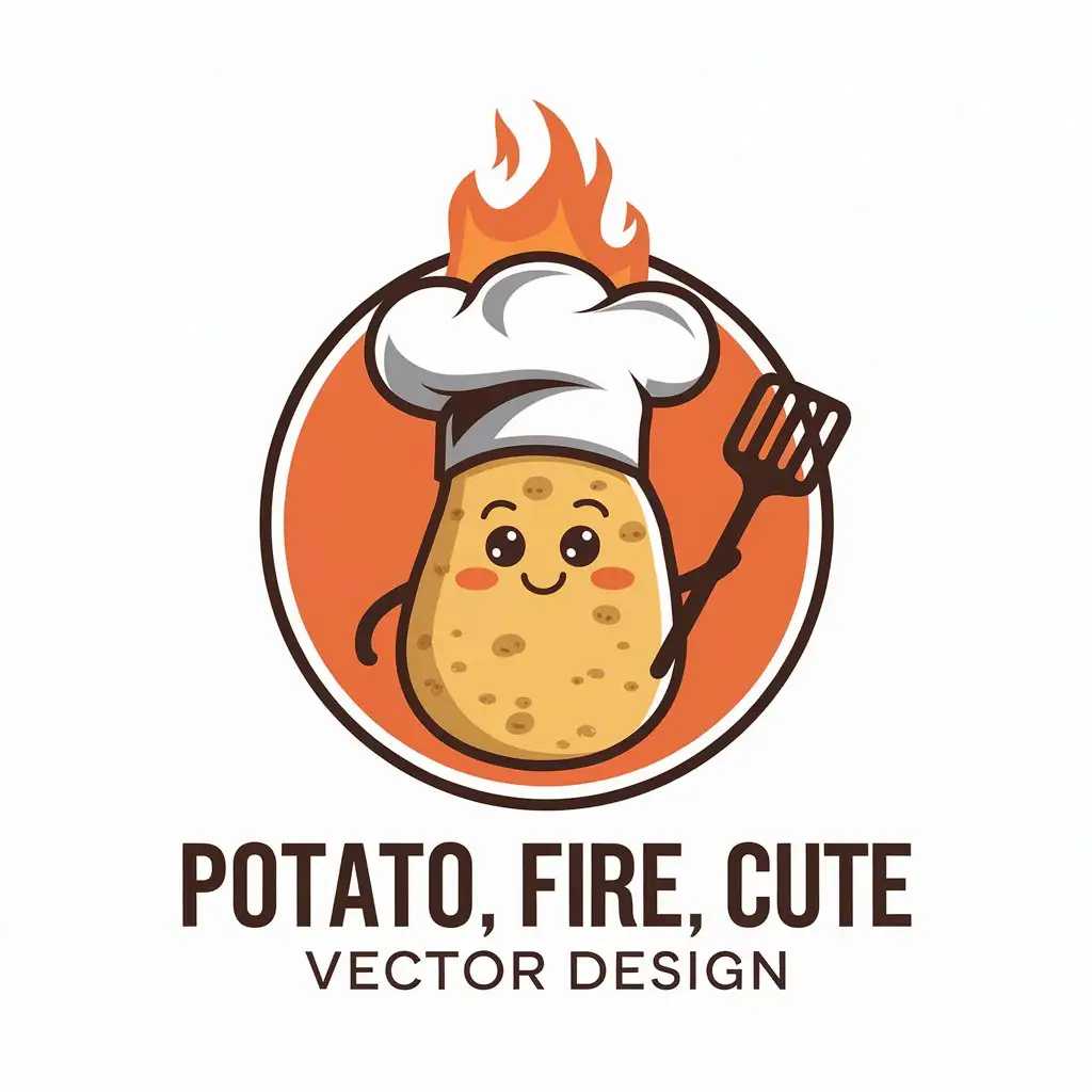 LOGO Design for Potato Fire Cute Modern Vector with Potato Fire and Cute Elements for Restaurant Industry