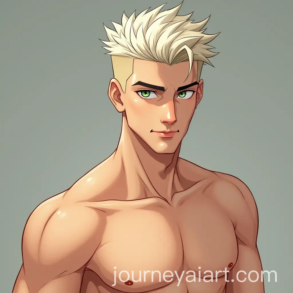 29YearOld-Shirtless-Man-with-Blonde-Quiff-Hair-and-Pale-Green-Eyes-in-AnimeInspired-Digital-Illustration