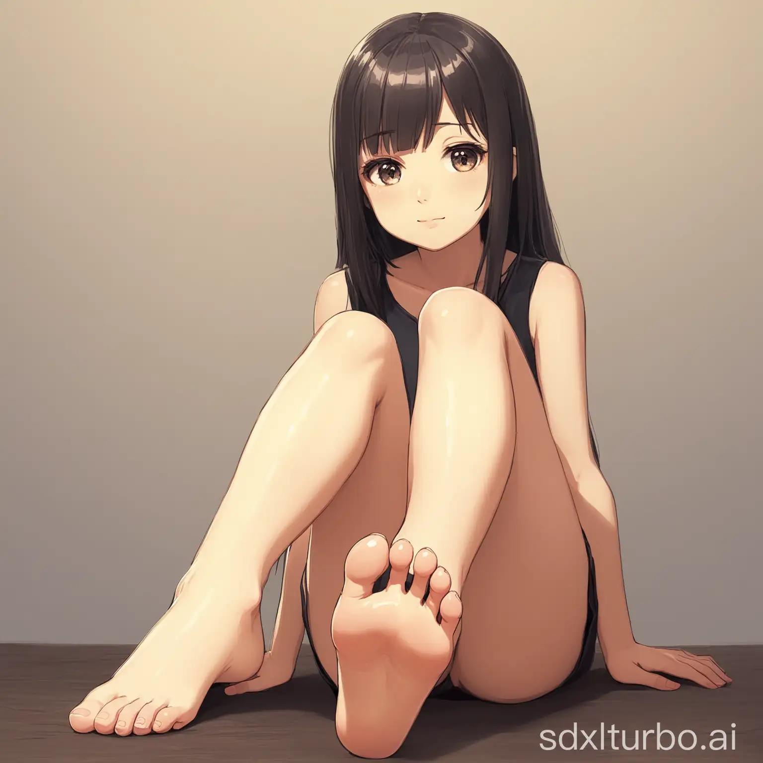 Young-Girl-Sitting-and-Displaying-Her-Feet