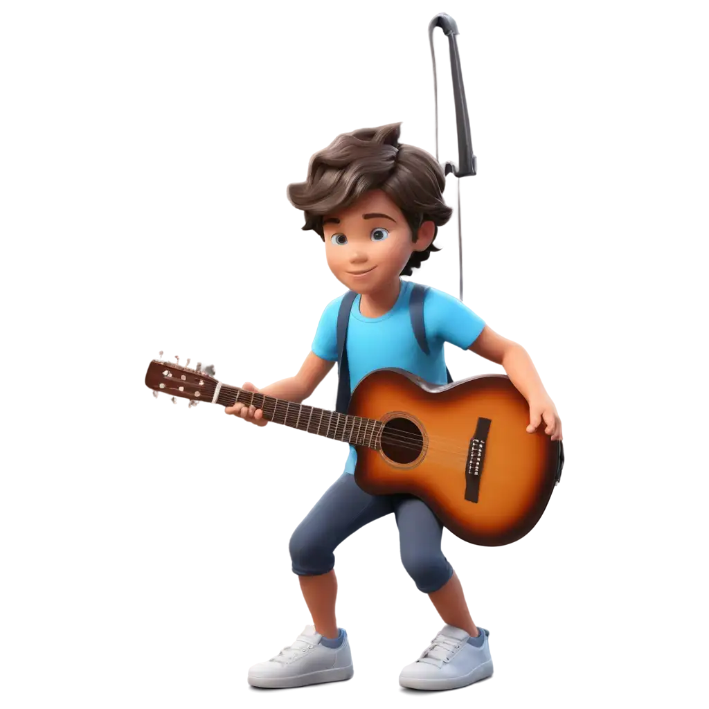 Child-Playing-Guitar-in-3D-PNG-Image-Creative-Concept-for-Art-and-Education