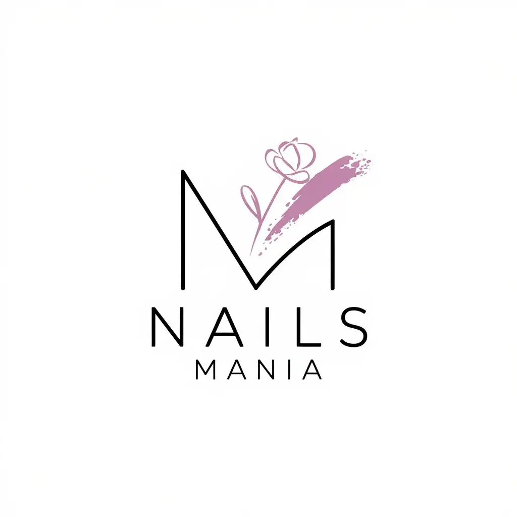 LOGO-Design-for-Nails-Mania-Minimalist-Letter-N-and-M-with-Floral-Sketch