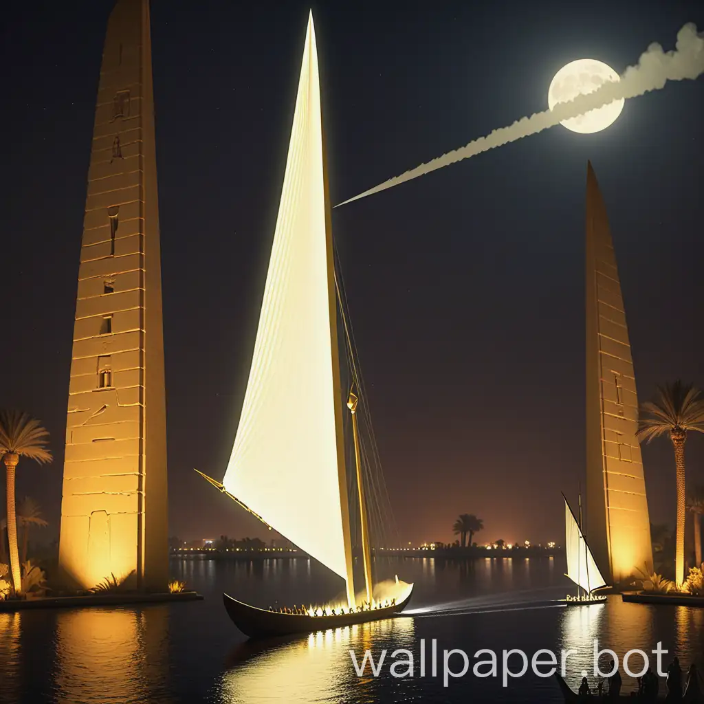 Nighttime-Reverie-by-the-Nile-with-Pyramids-Silhouetted