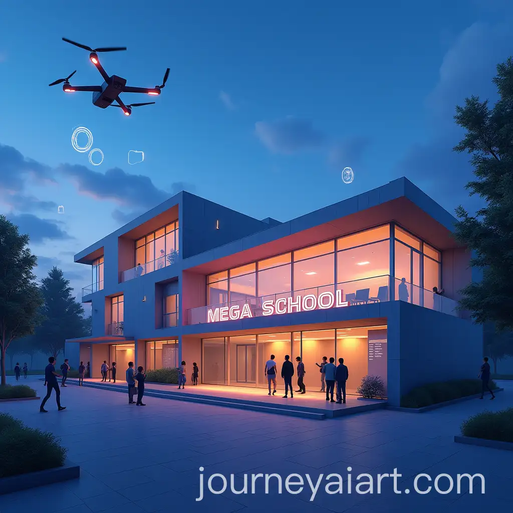 Modern-Educational-BuildingAI-Image-Prompt-Expansion-with-Holographic-Elements-at-Twilight