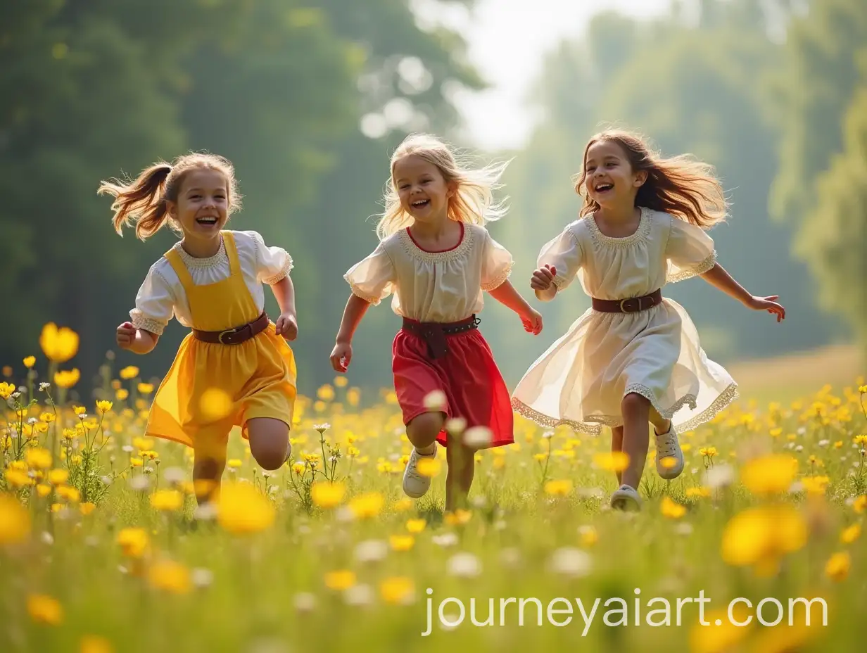 Medieval-Children-Running-Across-Flowering-Meadow