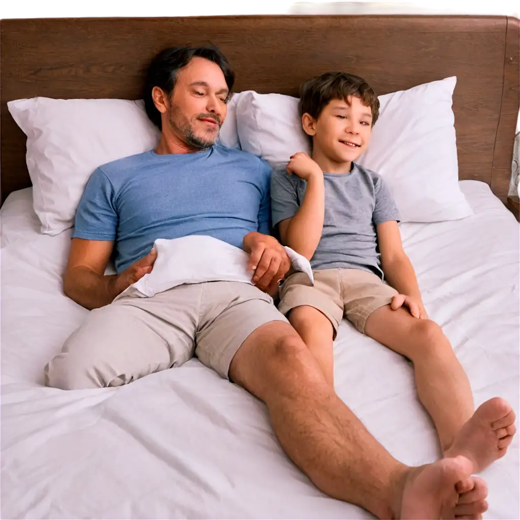 HighQuality-PNG-Image-Father-and-Son-Resting-on-a-Comfortable-Bed