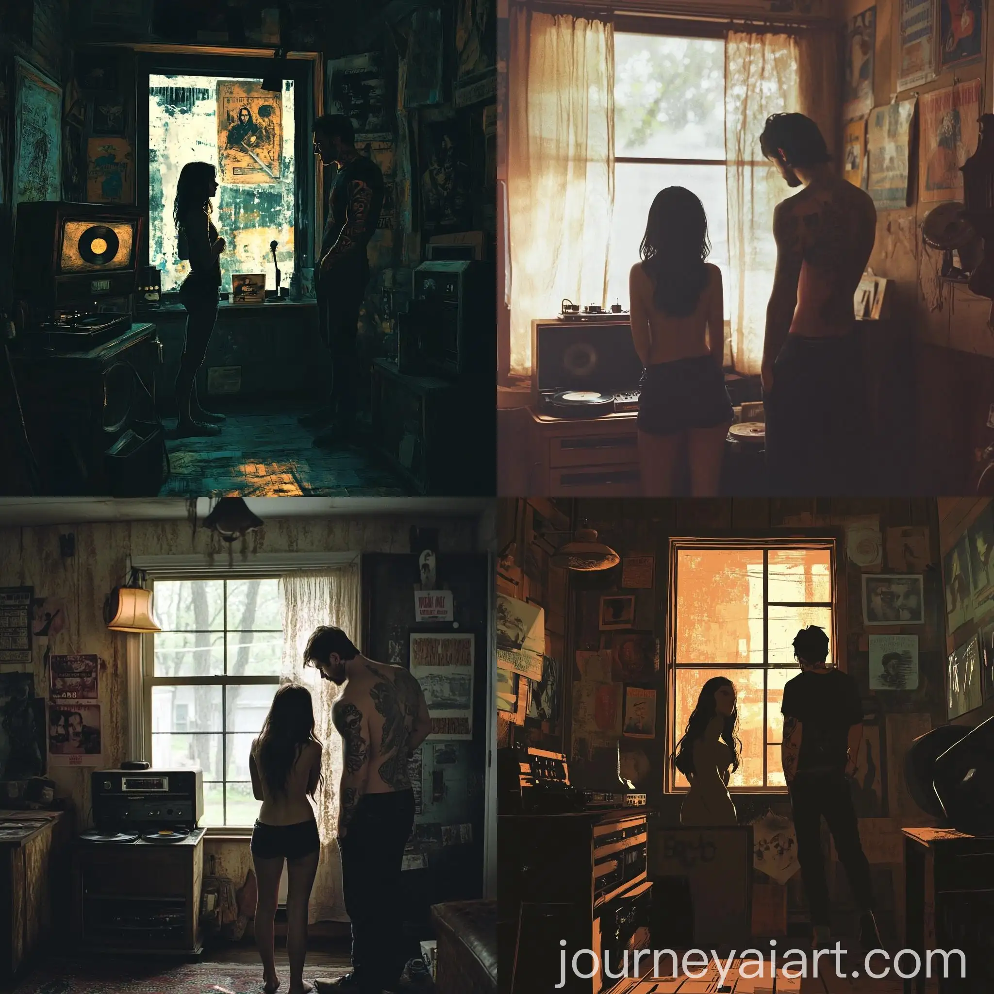 Moody-Retro-Room-Scene-with-Stylish-Girl-and-Tattooed-Man