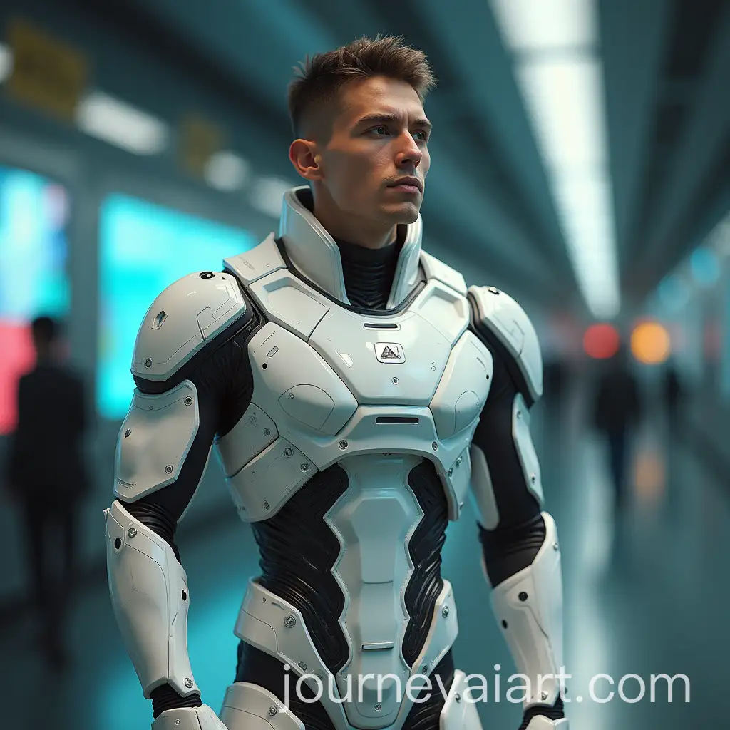 Man-in-Futuristic-Attire-Against-a-HighTech-Background