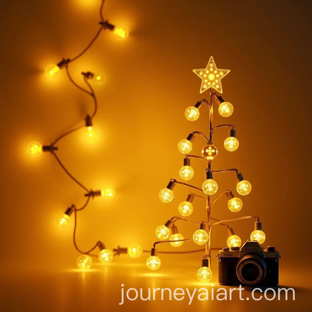 Festive-Christmas-Tree-Garland-on-Golden-Gradient-Background