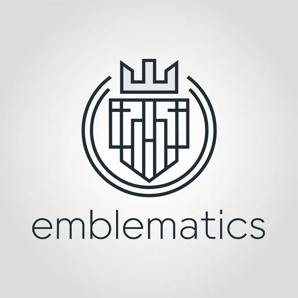 a vector logo design,with the text "EMBLEMATICS", main symbol:EMBLEMATICS,Minimalistic,clear background