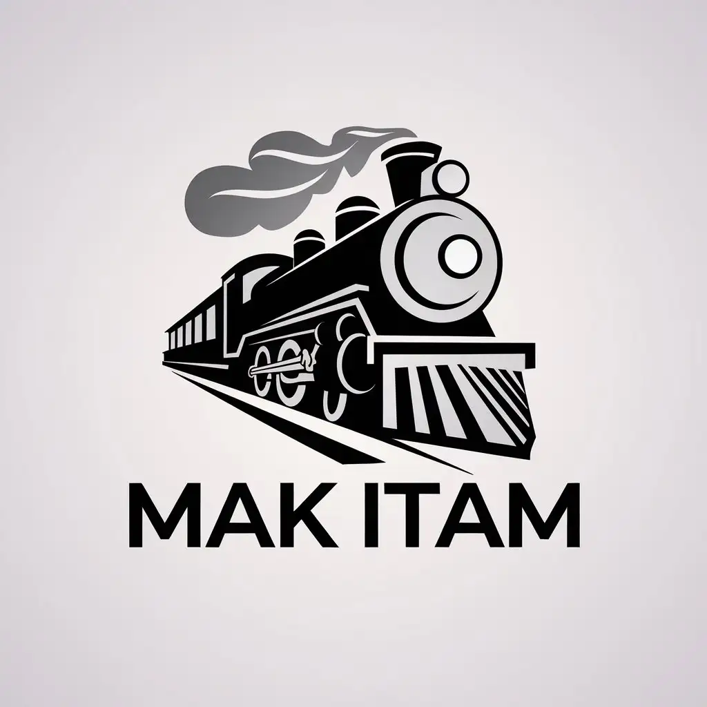 LOGO Design for MAK ITAM Minimalistic Locomotive with Clear Background