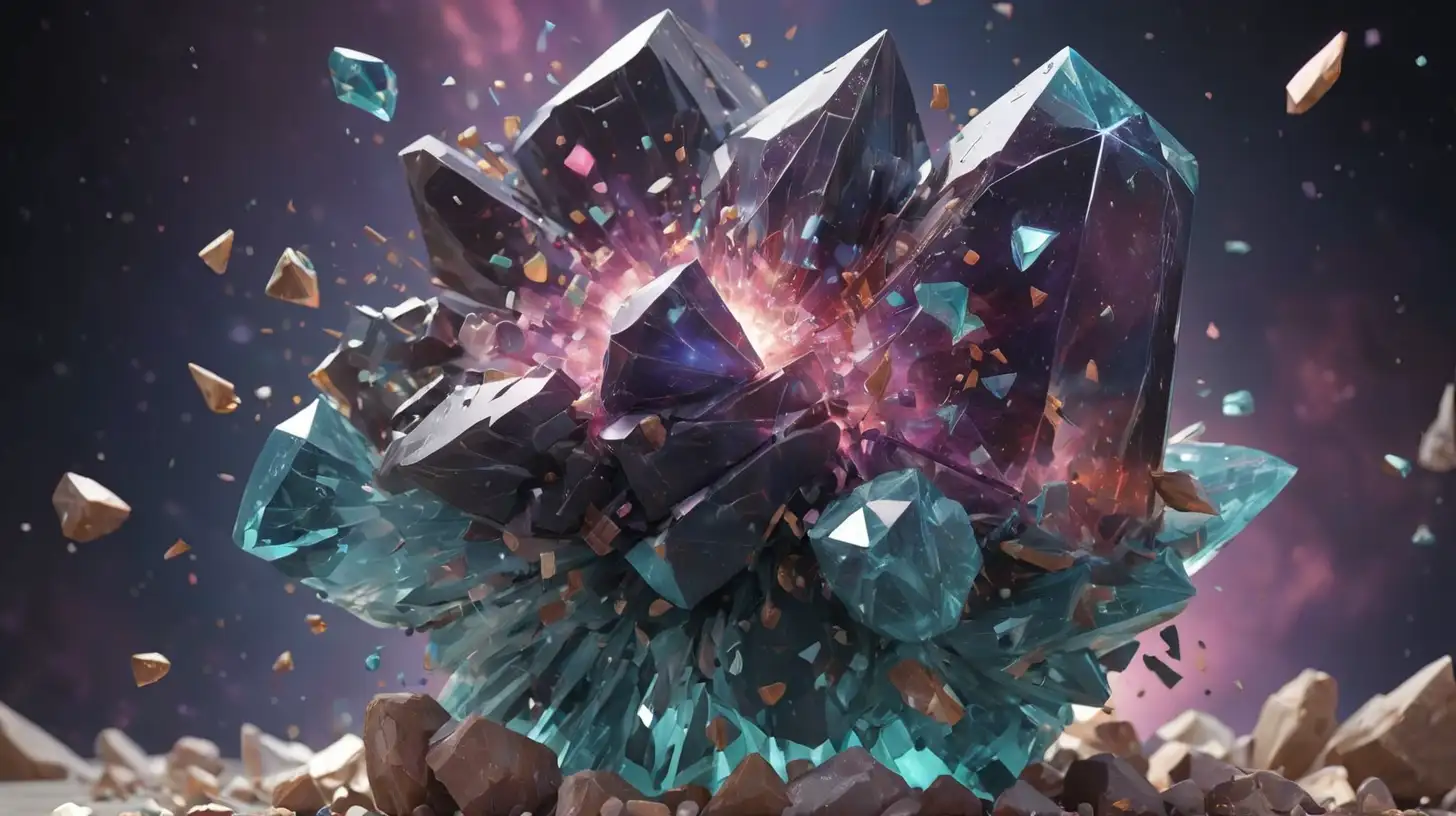 Shattered Great Powerful Gemstone in Cosmic Background