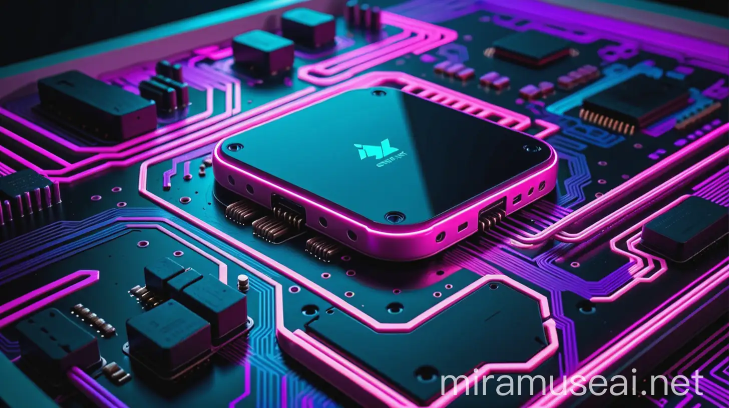 Futuristic Cyberpunk Neon Pattern with Circuit Designs