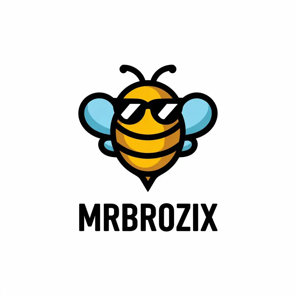 a vector logo design,with the text "MrBrozix", main symbol:bee with sunglasses,Moderate,clear background