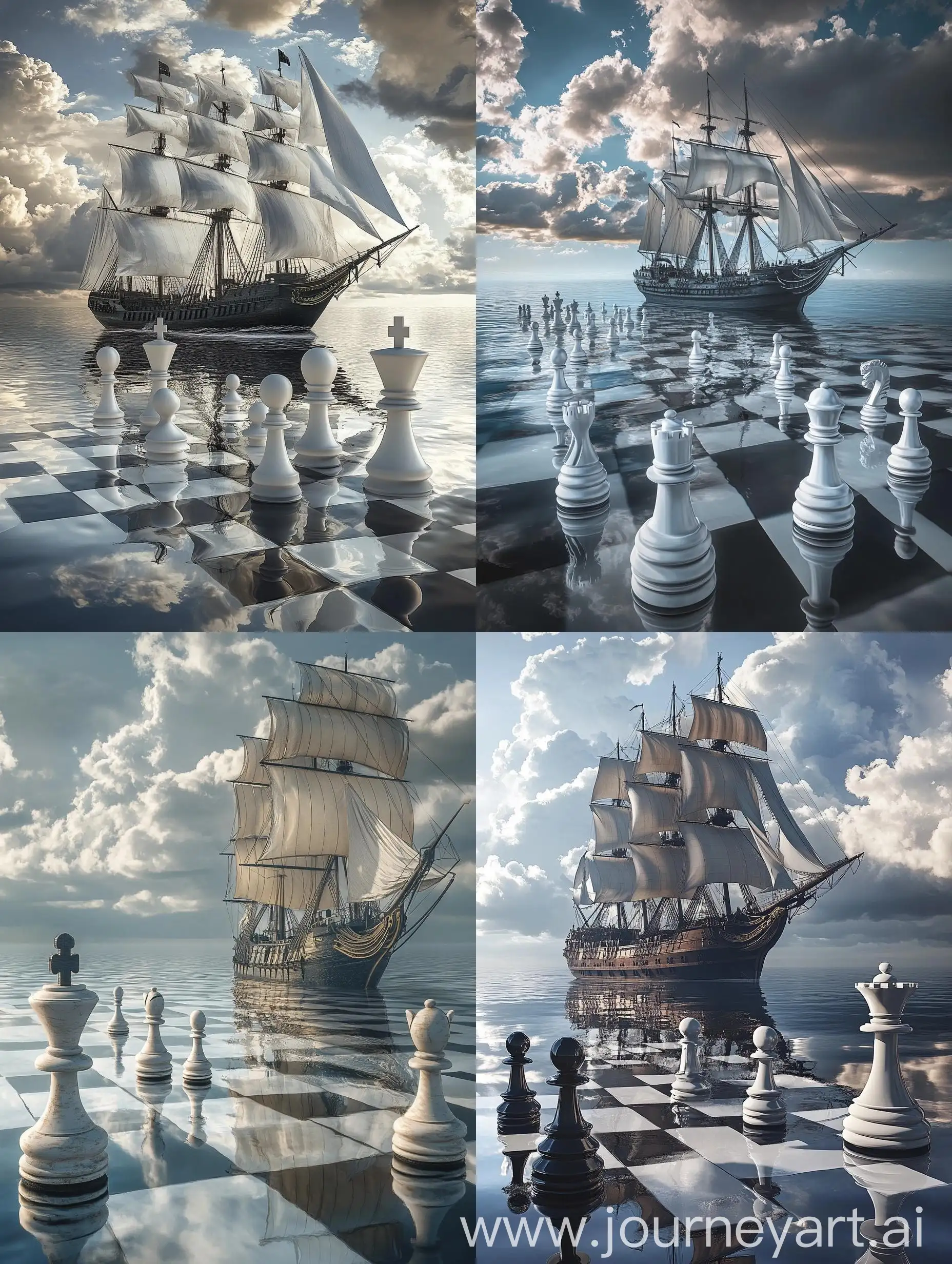 Surreal-Grand-Ship-Navigating-a-Chessboard-Ocean