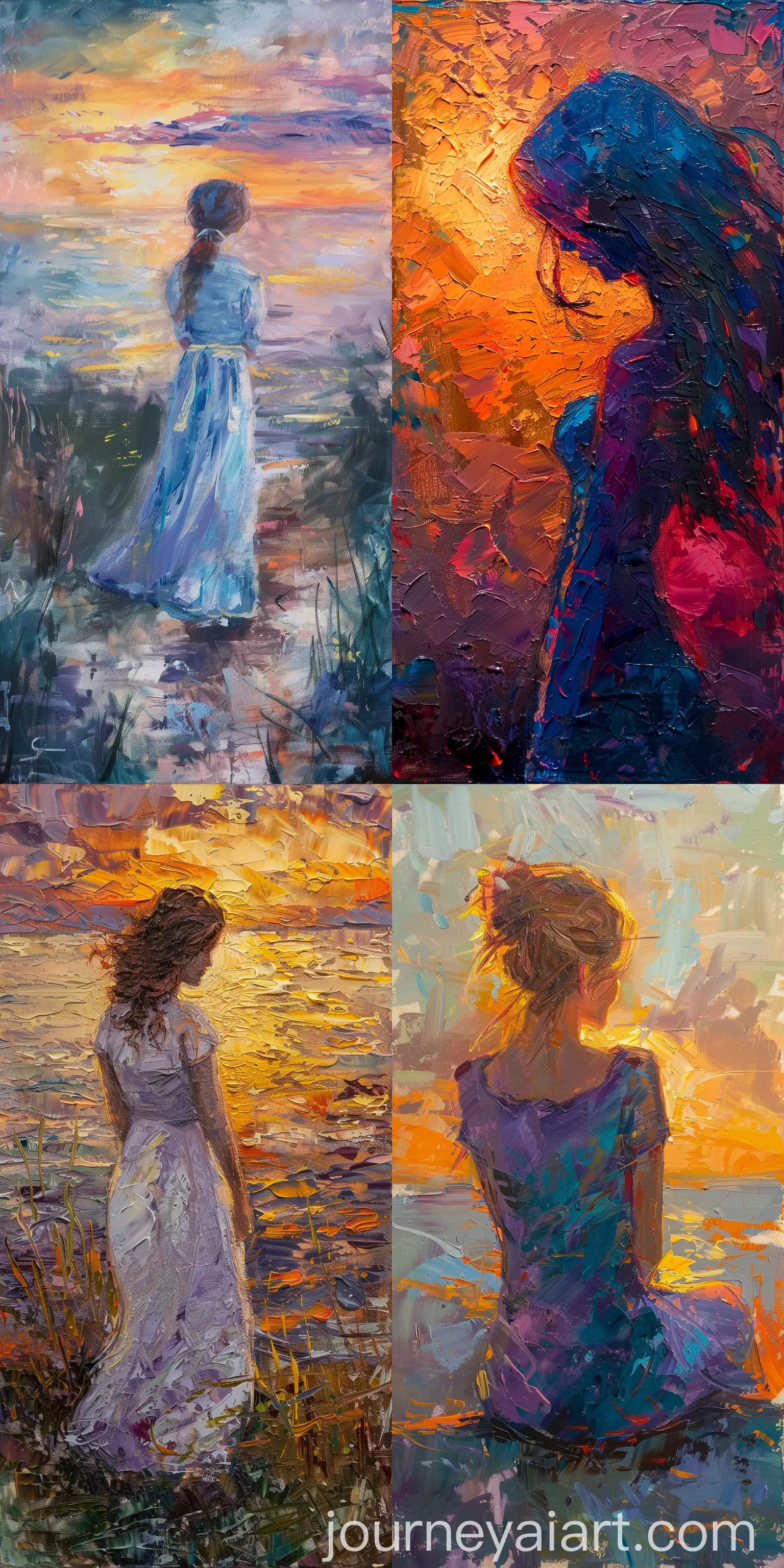 Impressionist-Painting-of-a-Woman-at-Sunset-in-the-Style-of-Monet