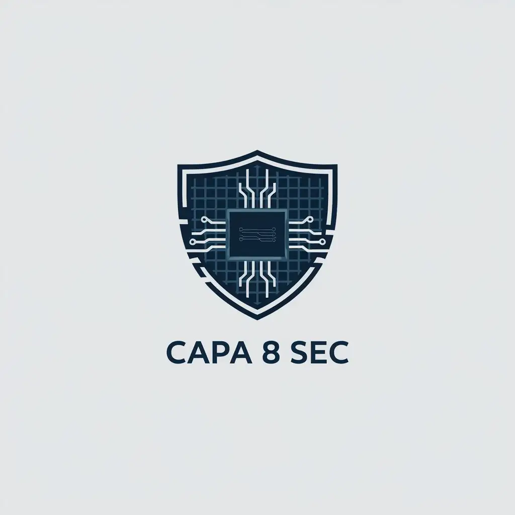 a vector logo design,with the text "capa 8 sec", main symbol:shield type cybsersecurity,Minimalistic,clear background