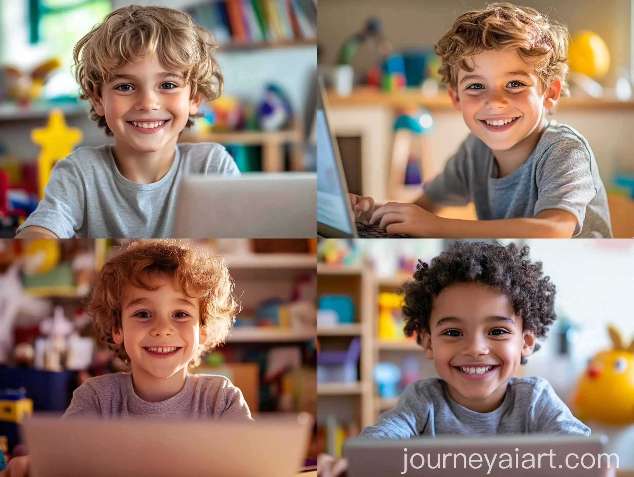 Cheerful-Boy-Using-Laptop-in-Cozy-Bedroom