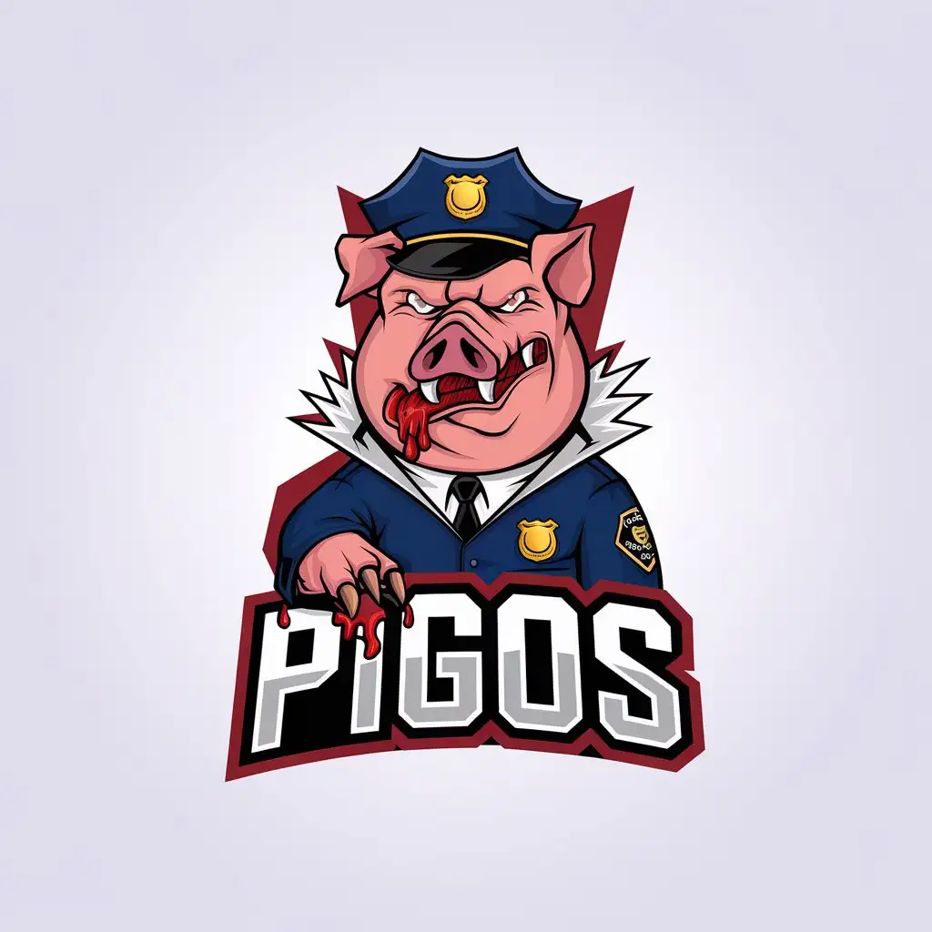 LOGO-Design-For-PIGOS-Minimalistic-Bloodthirsty-Pig-Policeman-in-Entertainment-Industry