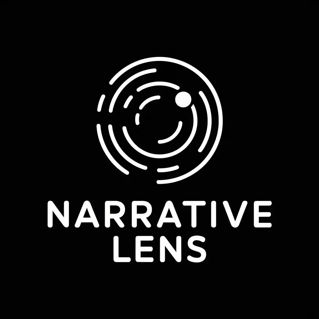 LOGO Design for Narrative Lens Futuristic Symbol on Black Background