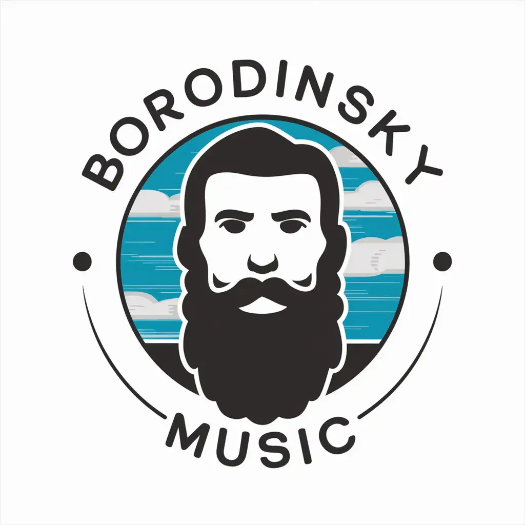 a vector logo design,with the text "BORODINSKY  MUSIC", main symbol:Beard, sky, cloud, Japan, acryl,complex,be used in Others industry,clear background