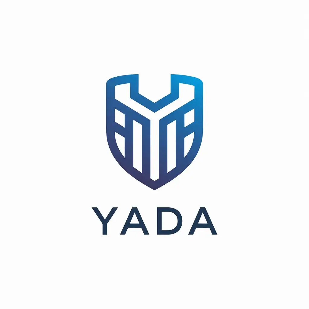 LOGO Design for YADA Minimalistic Shield Symbol with Vector Text and Clear Background