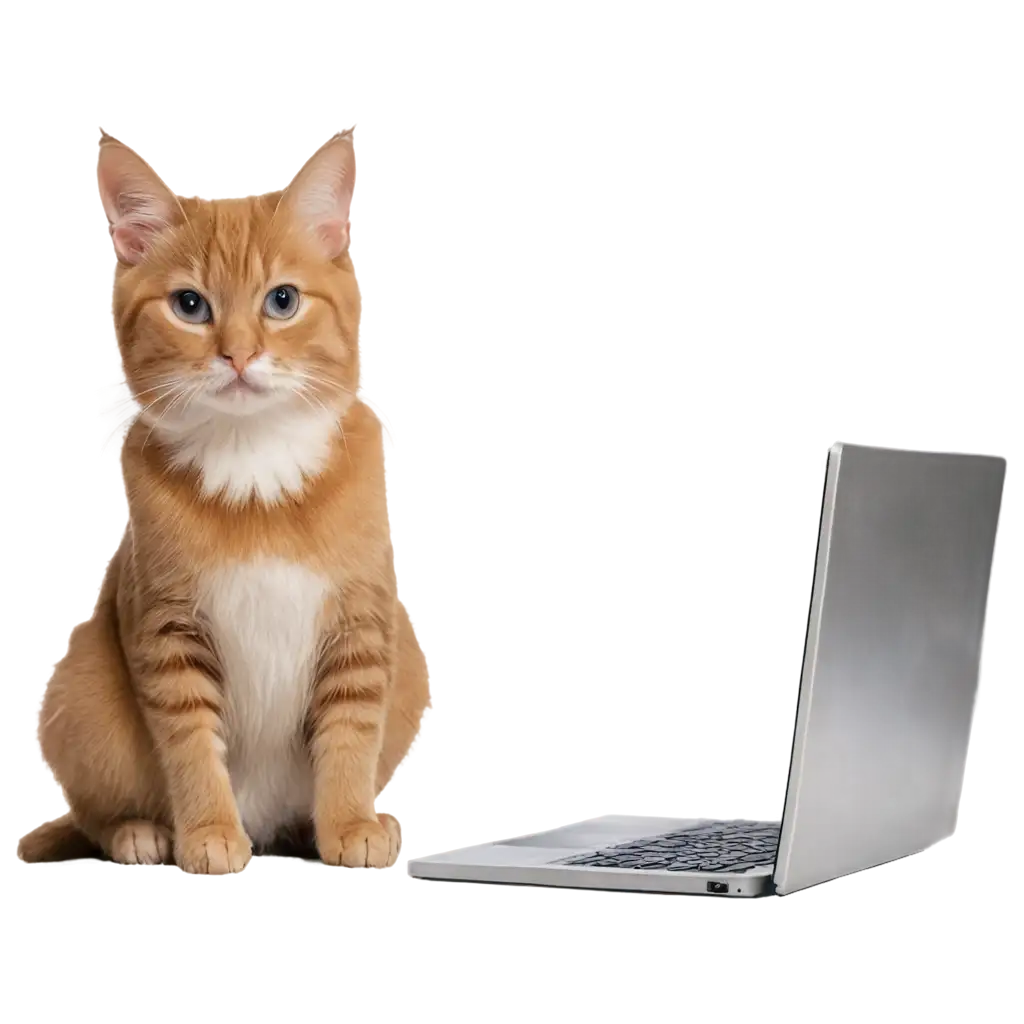 Cat-Typing-on-Computer-PNG-HighQuality-Image-for-Creative-Projects