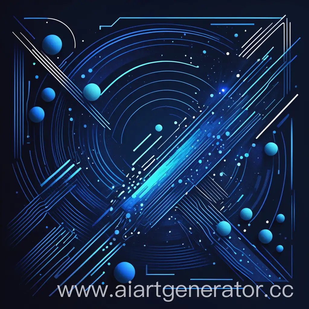 draw an abstraction in the style of electronic drawing, where there is a theme of space and a blue color with the code 