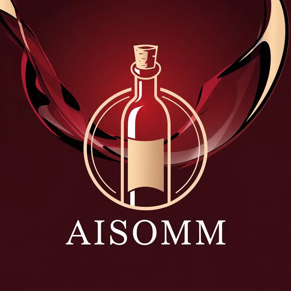 LOGO Design For AISOMM Classic and Elegant Wine Tones with Bottle and Glass Theme