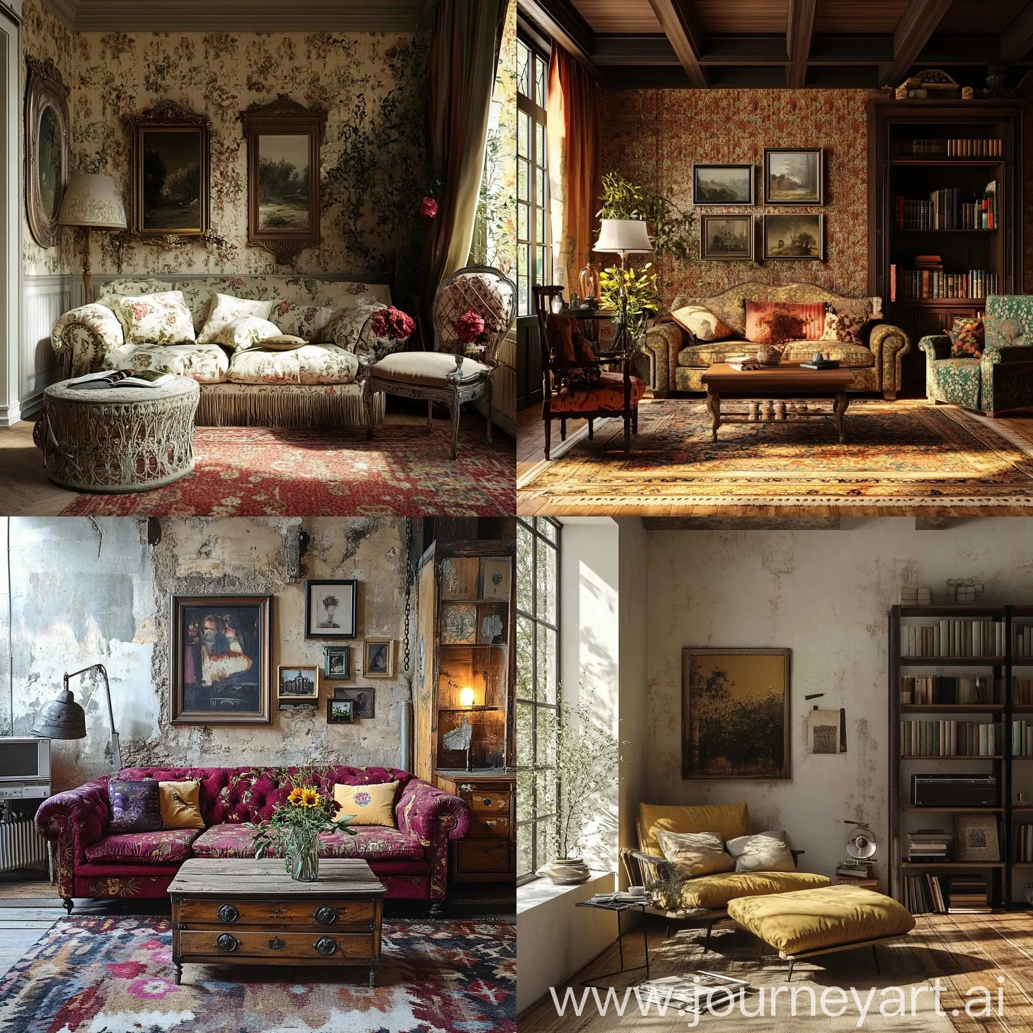 Vintage-Living-Room-Interior-with-Classic-Furniture-and-Warm-Lighting