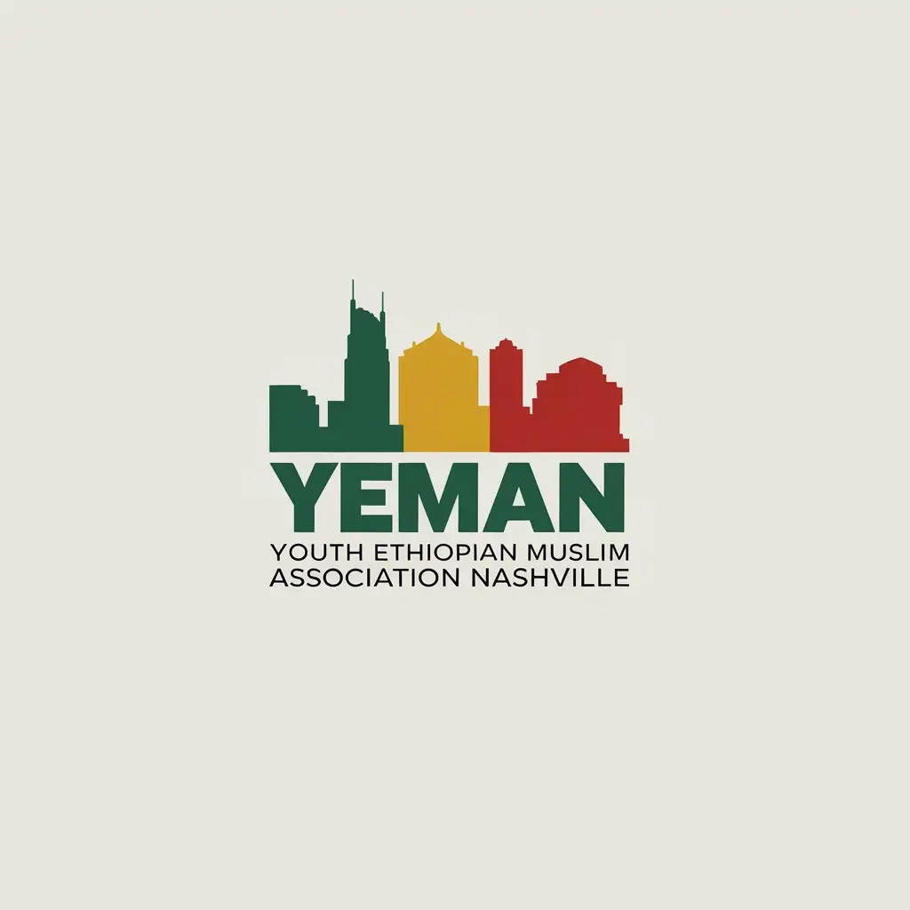 LOGO Design for YEMAN Minimalistic Nashville Skyline with Green Yellow and Red Colors