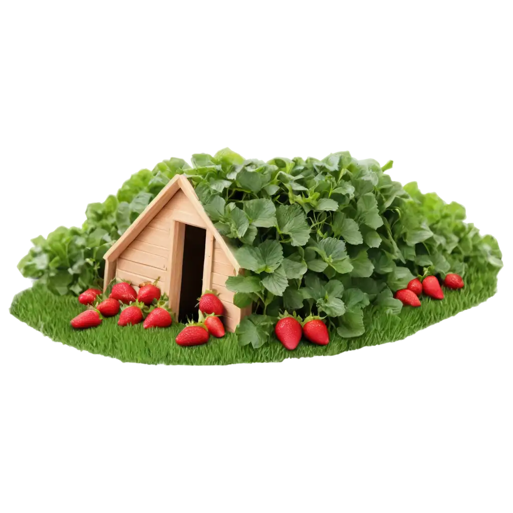 Strawberries-Hut-PNG-Image-Rustic-Charm-in-Digital-Quality