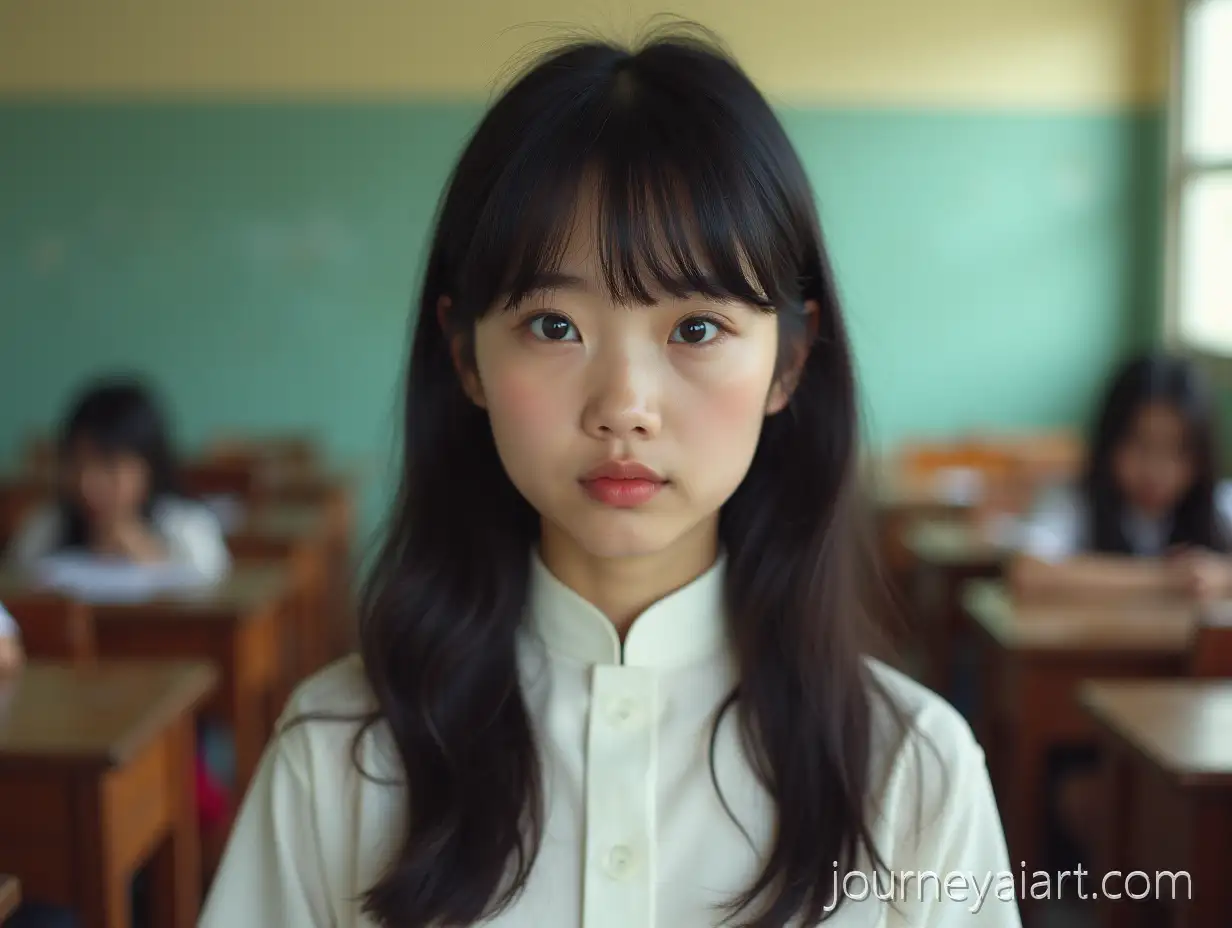 NostalgicAI-Art-Prompt-Expansion-Portrait-of-a-Vietnamese-Woman-in-a-1980s-Classroom