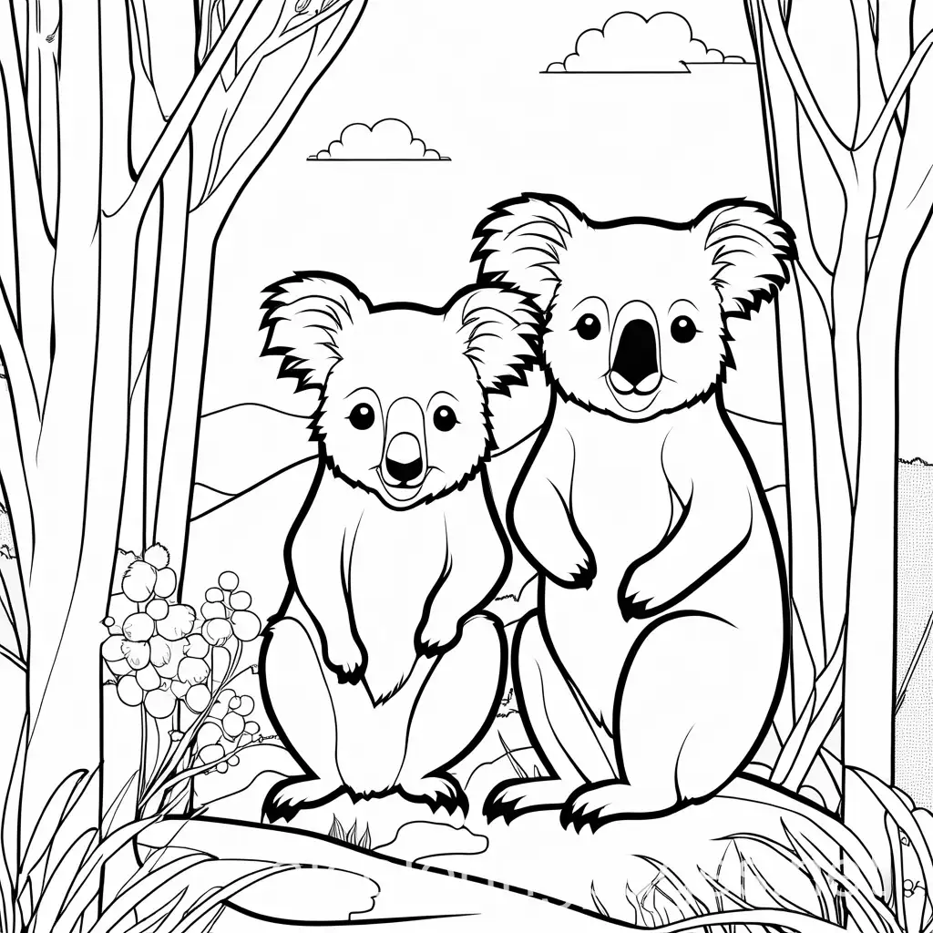 Koalas-and-Kangaroos-in-Australias-Outback-Coloring-Page