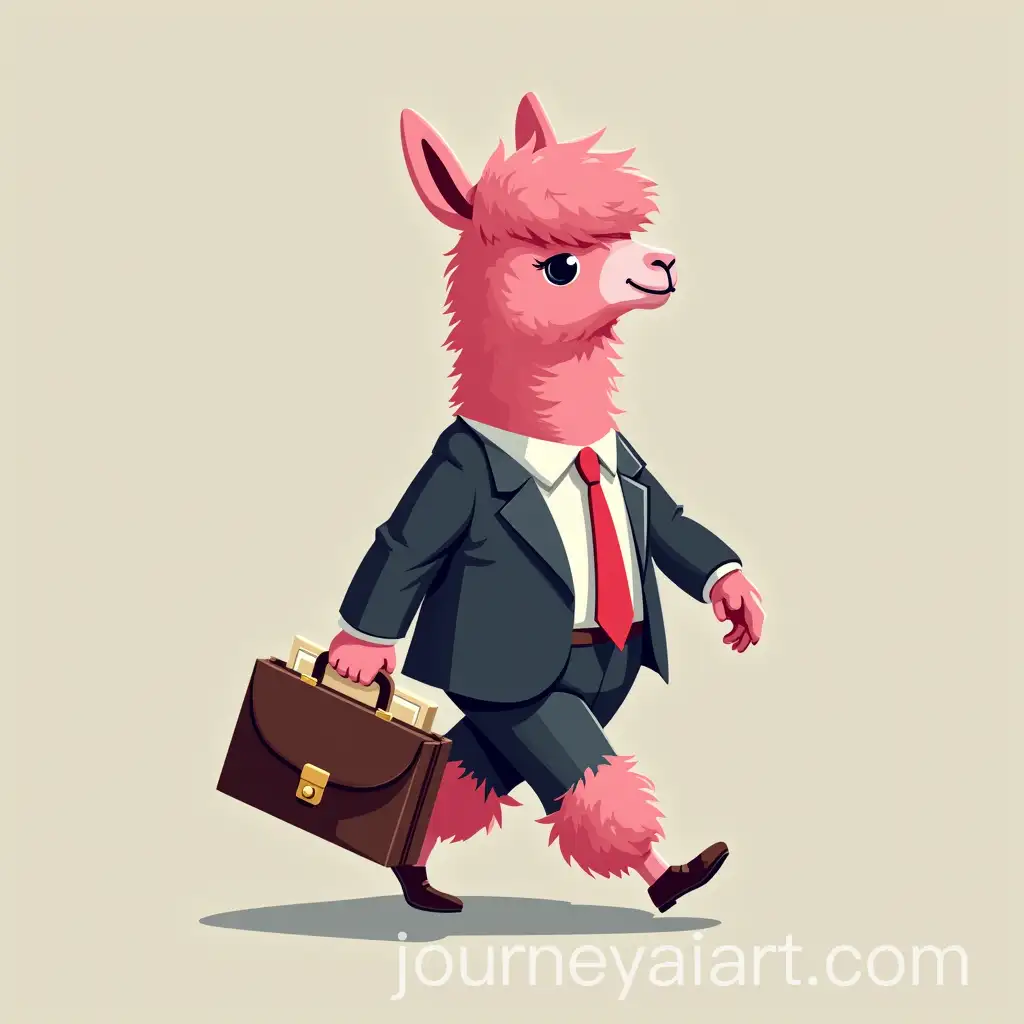 Whimsical-Pink-Alpaca-Businessperson-Heading-to-a-Meeting