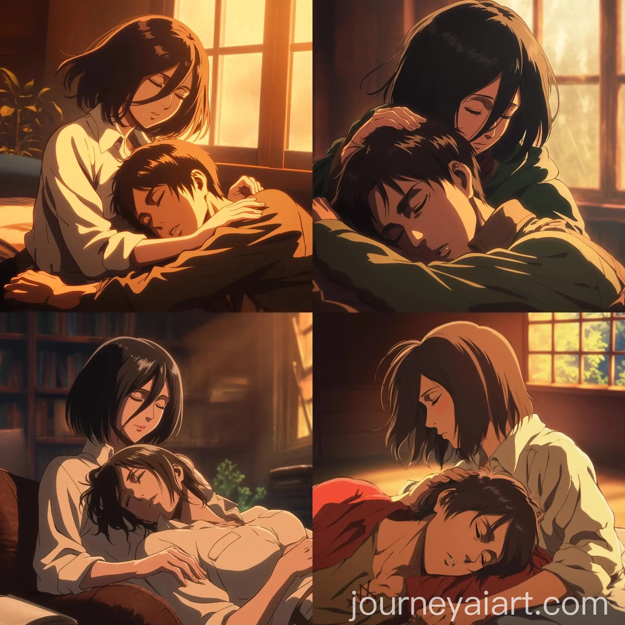 Eren-and-Mikasa-Cuddling-from-Attack-on-Titan-Anime