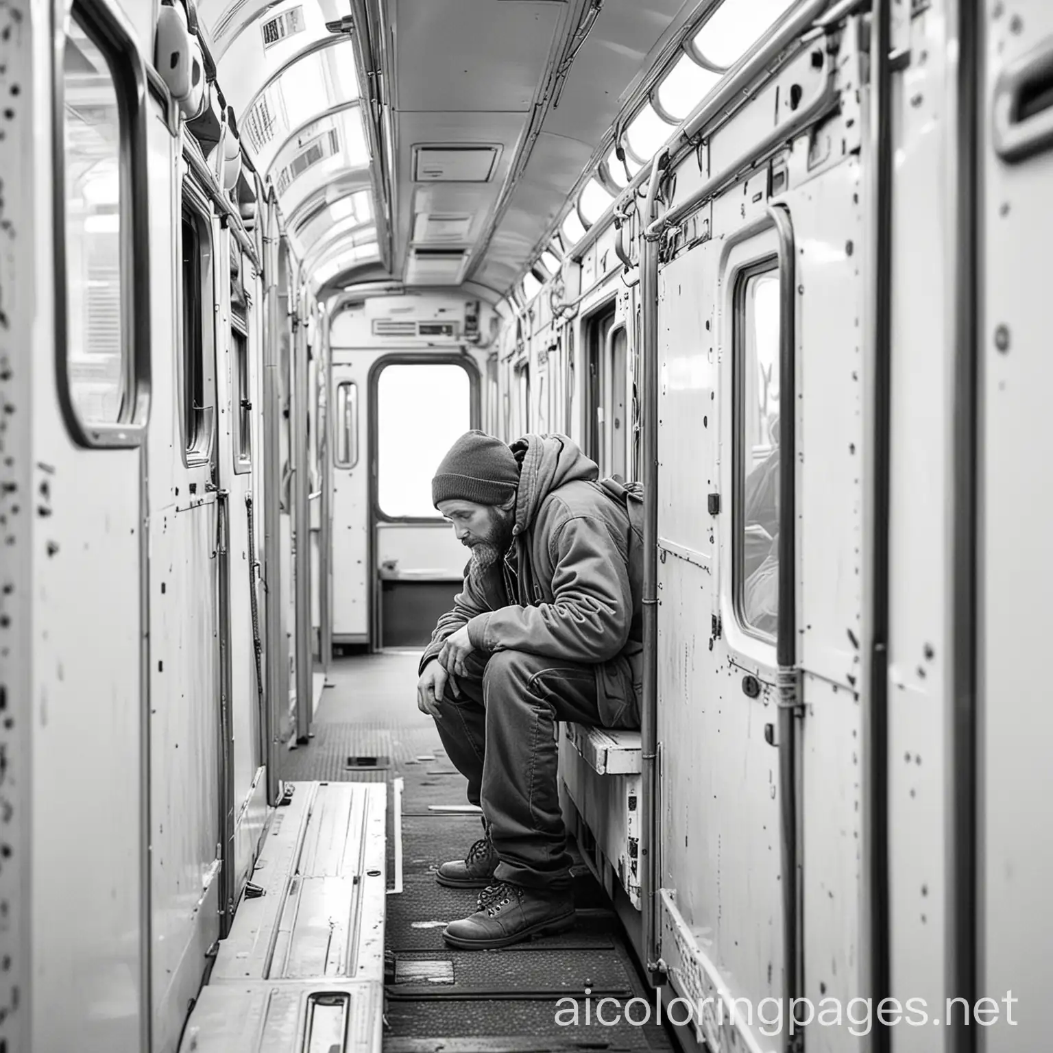 Homeless-Man-Hiding-in-Train-Car-Coloring-Page