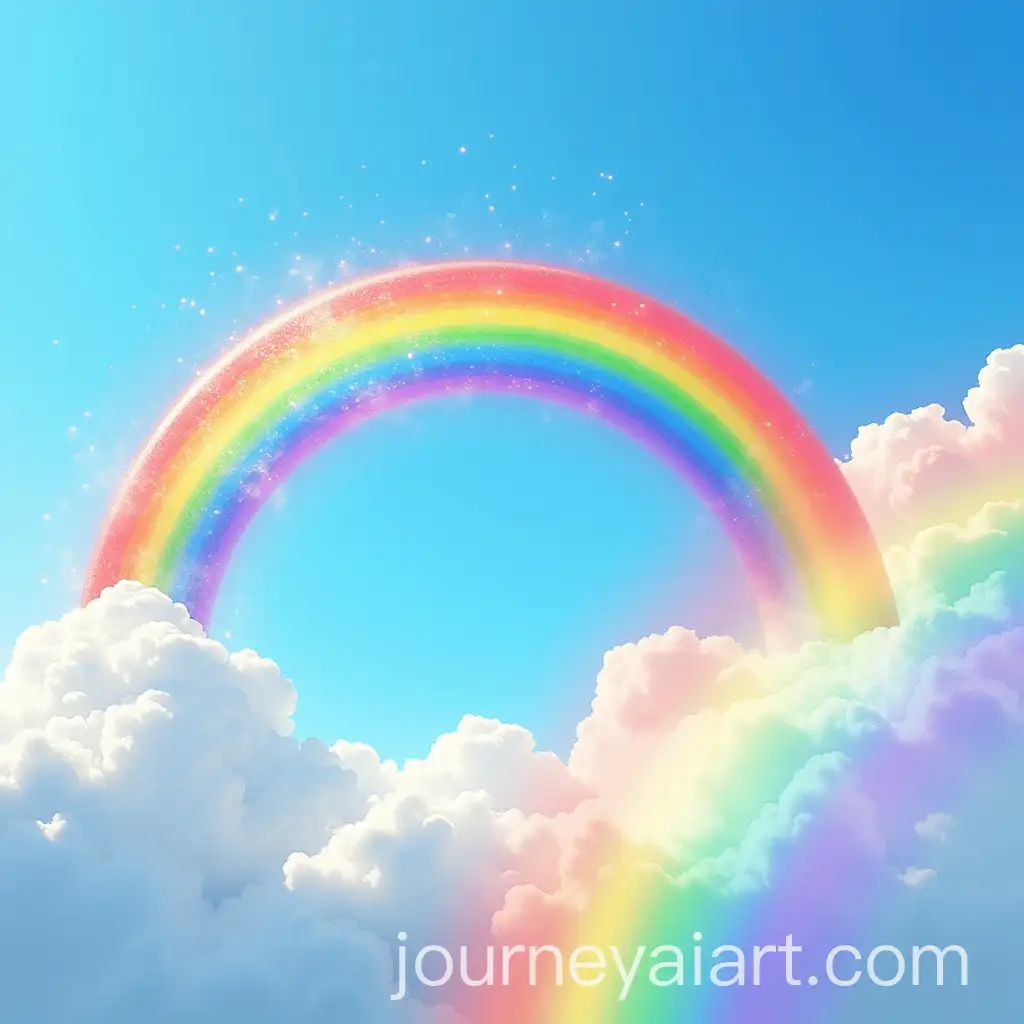 Vibrant-Technicolor-Rainbow-Arching-Across-Clear-Blue-Sky