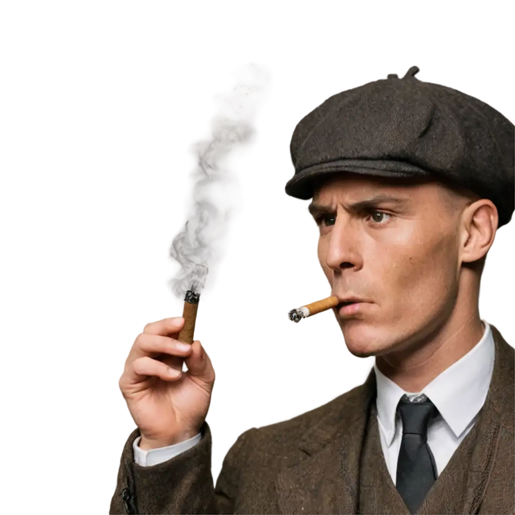 Peaky-Blinder-Smoking-Cigarette-in-an-Ancient-Way-PNG-Image-Vintage-Style-Digital-Artwork