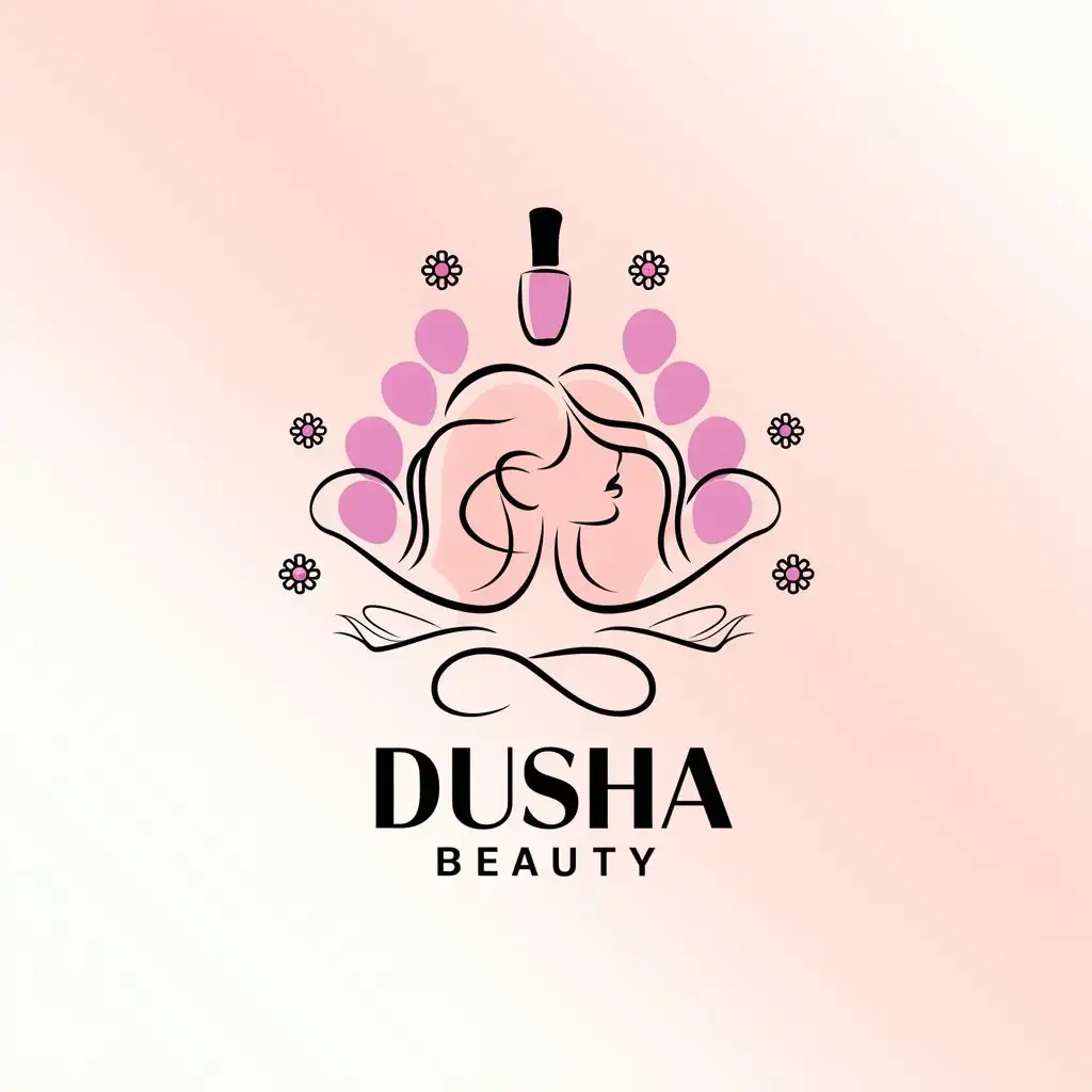 LOGO Design for Dusha Beauty Nail Hair and Relaxation Theme for Beauty Salon Industry