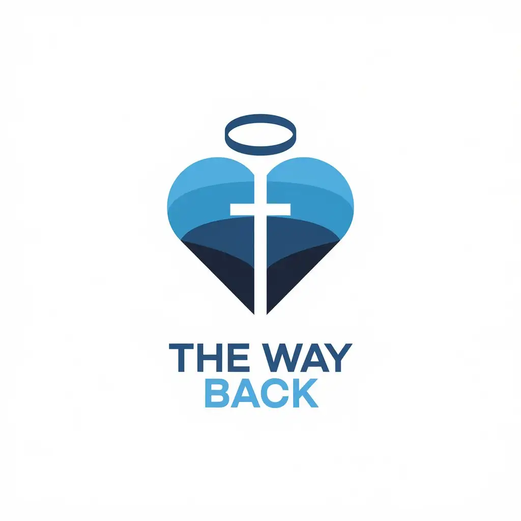 LOGO Design for The Way Back Minimalistic O Heart with Cross and Halo Symbol for Entertainment Industry