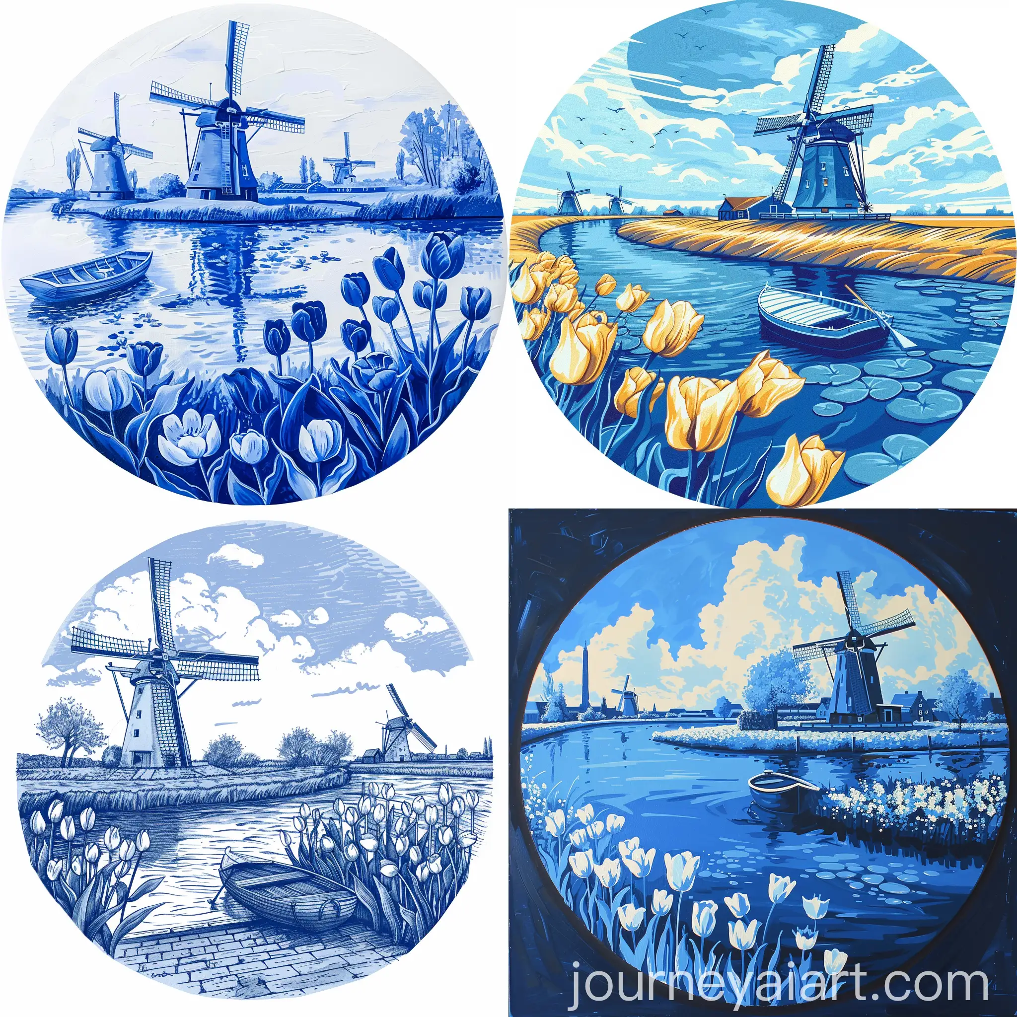 Dutch-Landscape-with-Tulip-Fields-Canal-Boat-and-Windmill-in-Minimalist-2D-Style