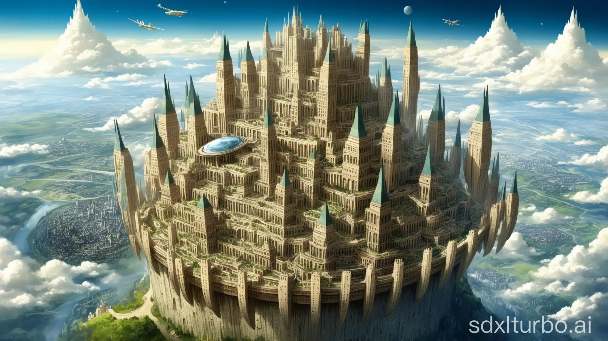 Flying-Sky-City-with-Luxurious-Ancient-Castle-and-Large-Sect-in-the-Sky