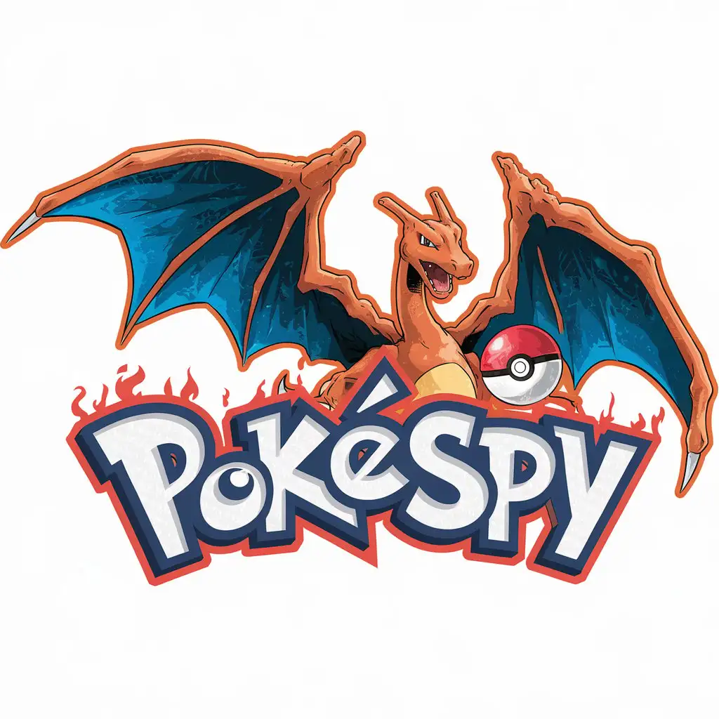 LOGO Design For PokeSpy Bold Pokmon Theme with CharizardInspired Dragon Wings and Poke Ball