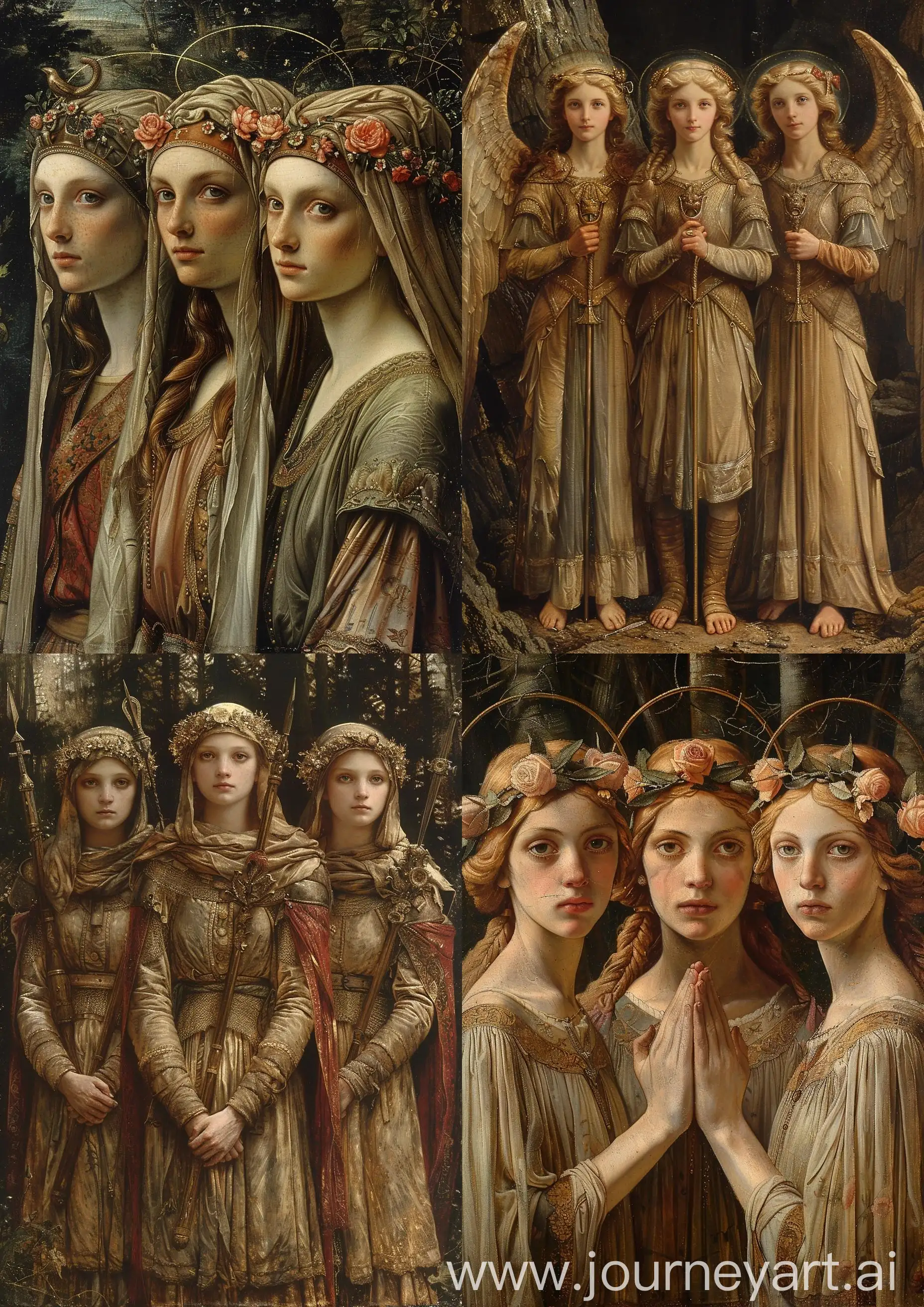 Edward-BurneJones-Three-Wise-Female-Angels-Warriors-Painting